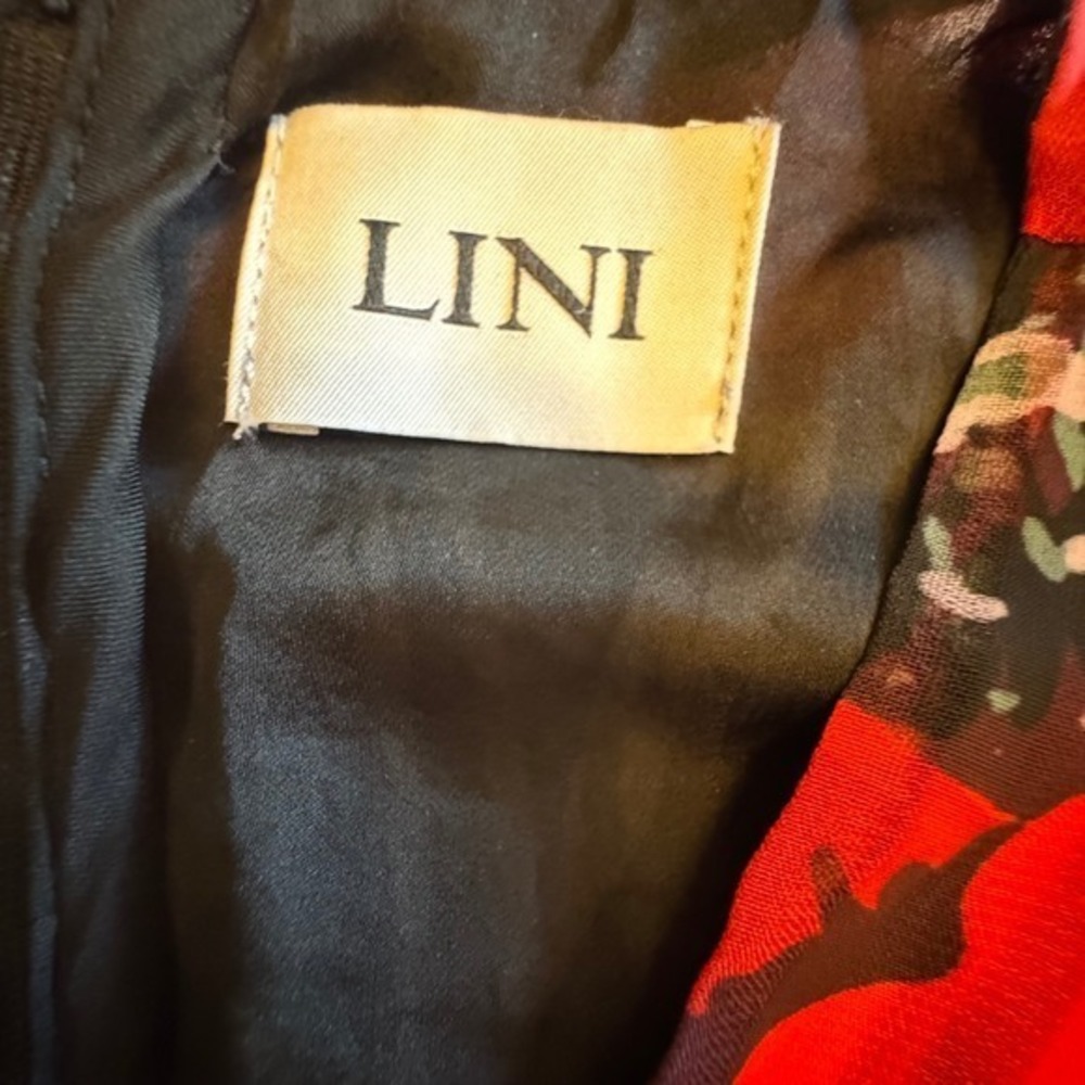 LINI Kristin Tiered Red Black & Green Floral Long Sleeve Maxi Dress - Picture 7 of 7